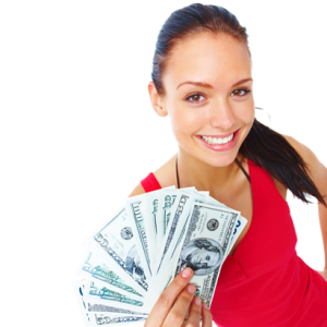 Girl with money. Phoenix Car Title Loans