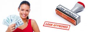 Girl with money. Loan approved