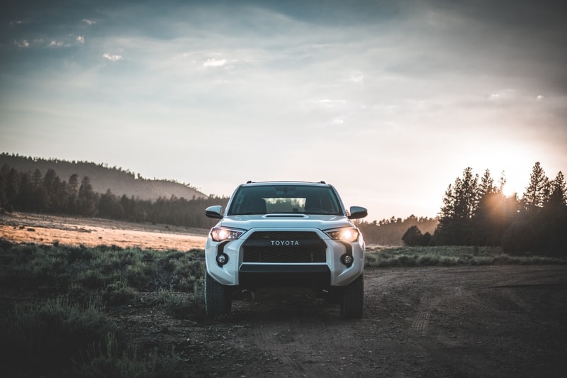 A car parked in a field